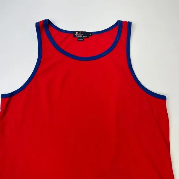 Vintage Ralph Lauren Shirt Men Large Volley Sleeveless Tank Made USA Y2K Core No